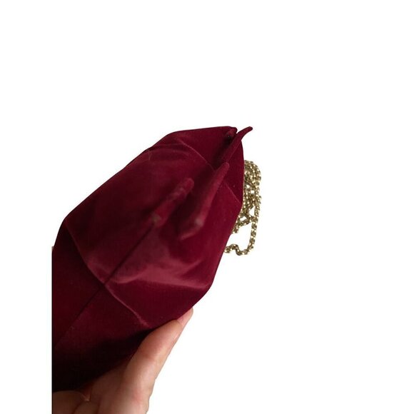 Anya Hindmarch Flocked Crisp Packet Clutch Crossbody Medium Red Burgundy Chain - Picture 12 of 16